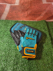 Teal, Black, and Yellow Batting Gloves