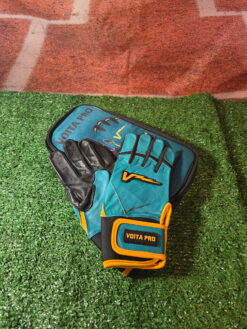 Teal, Black, and Yellow Batting Gloves