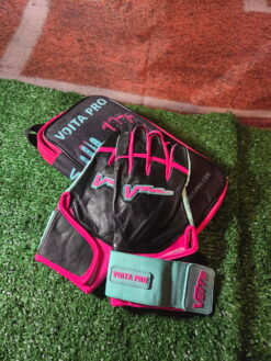 Black, Hot pink, and Mint Batting Gloves